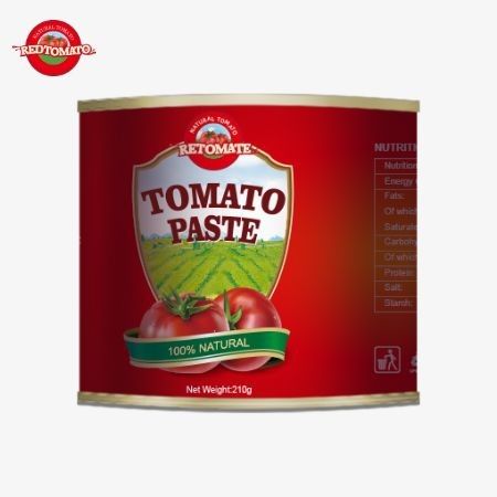 210g 캔 토마토 페이스트는 ISO HACCP BRC 및 FDA 생산 표준에 따라 제조됩니다.