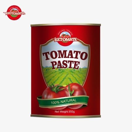 중국에서 정밀하게 제작된 우수한 품질의 850g 캔 토마토 페이스트는 28/30% 브릭스 농도를 자랑합니다