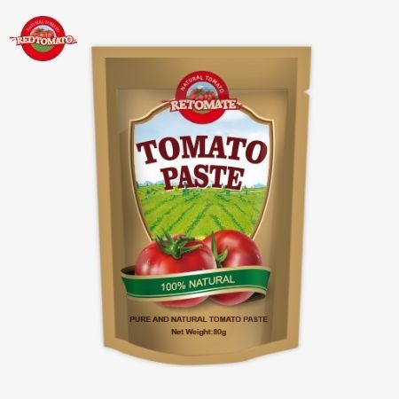 80g 토마토 페이스트 스탠드업 봉지 두 배 농축, 순수성 30%에서 100%까지