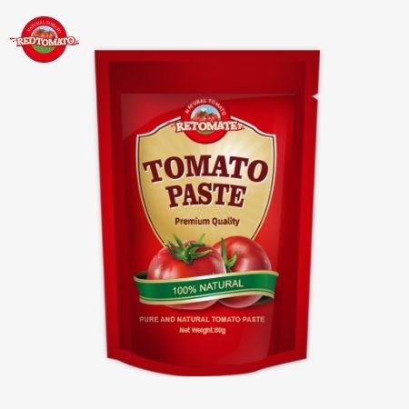 80g 두 번 농축 된 토마토 페이스트 30~100% 순도 수준으로 서 있는 봉지