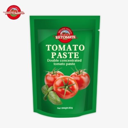 80g 스탠드업 봉지 두 번 농축 된 토마토 페이스트 30% ~ 100% 순도 수준으로 제공됩니다.