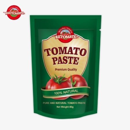 80g 스탠드업 봉지, 30%에서 100%까지 순도 수준의 이중 농축 토마토 페이스트