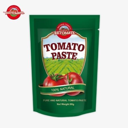 80g 스탠드업 포스 두 배 농축 토마토 페이스트는 30%에서 100%까지 순수 수준으로 제공됩니다.