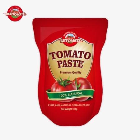 토마토 페이스트 공장은 ISO HACCP BRC 및 FDA 생산 표준을 준수하는 113g 서있는 봉지를 제조합니다.