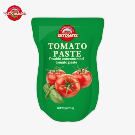 토마토 페이스트 공장은 ISO HACCP BRC 및 FDA 생산 표준에 따라 113g 서있는 봉지를 제조합니다.