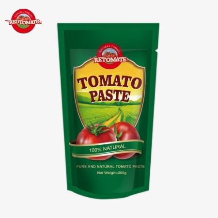 토마토 페이스트의 200g 스탠드업 팩트는 ISO HACCP 및 BRC 표준을 준수하여 공장 가격의 준수 사항을 보장합니다.