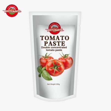 토마토 페이스트의 200g 스탠드업 팩트는 ISO HACCP 및 BRC 표준을 충족합니다. 공장 가격 준수