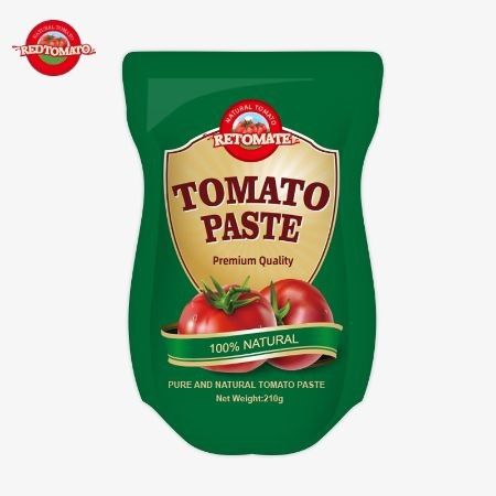 210g 서 있는 토마토 페이스트의 생산은 ISO HACCP BRC 및 FDA 제조 표준을 준수합니다.