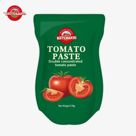210g 스탠드업 사켓 토마토 페이스트는 ISO HACCP BRC 및 FDA 생산 표준에 적합합니다.