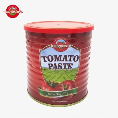 레토메이트 자체 브랜드 800g 통조림 토마토 페이스트 브릭스 28-30% 브랜드 및 포장 디자인 제공