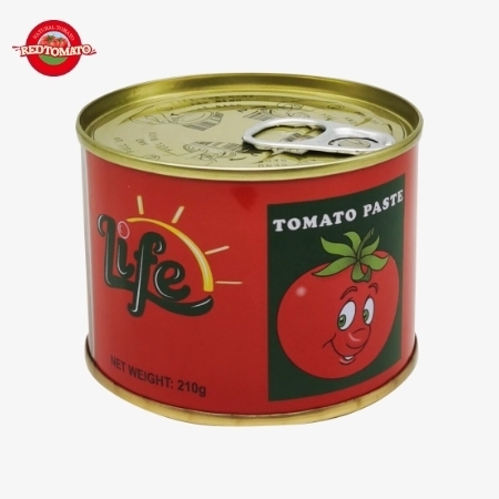 라이프 70g 브릭스 28~30%로 된 토마토 페이스트 캔 브랜드 및 포장 디자인을 제공합니다