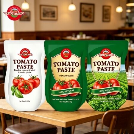 ISO HACCP BRC 및 FDA 표준을 충족하는 3중 농도의 210g 스탠드업 향 주머니 토마토 페이스트