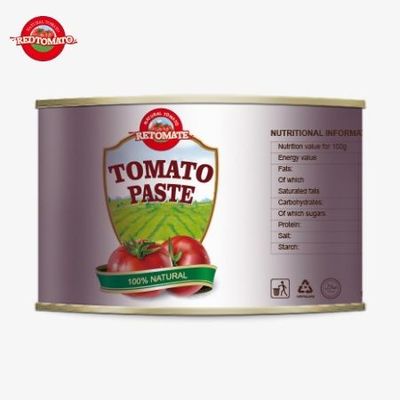 고품질의 2200g 캔 토마토 제품 28-30% 농축 토마토 패스트와 함께 아프리카 무슬림 요리를 위해 할랄 인증