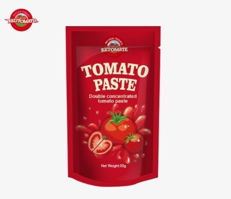 ISO HACCP 및 BRC 표준을 준수하는 토마토 페이스트의 우리의 50g 서있는 가방을 공장 가격 규정에