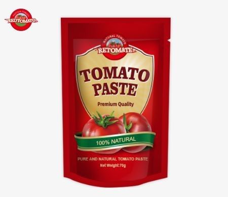 프리미엄 토마토 페이스트 팩 두 번 집중, 평면 및 서있는 양쪽 디자인에서 각각 70g 가량으로 제공됩니다.