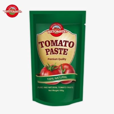 OEM 스탠드업 패시트 100g 두 배 농축 토마토 페이스트 30%에서 100%까지 순수
