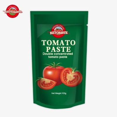 100% 순수 토마토 페이스트 100g 서 있는 팩에 포장