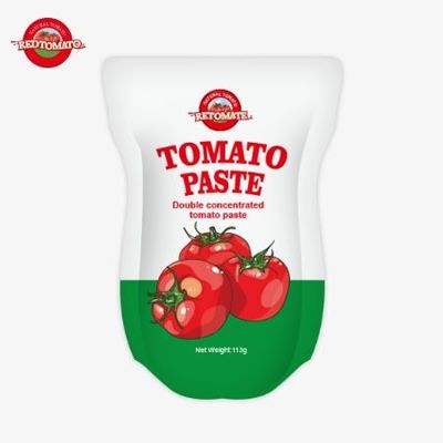 토마토 페이스트 공장은 ISO HACCP BRC 및 FDA 생산 표준에 따라 113g 서있는 봉지를 제조합니다.