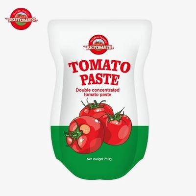 210g 스탠드업 사켓 토마토 페이스트 ISO HACCP BRC 및 FDA 생산 표준을 충족