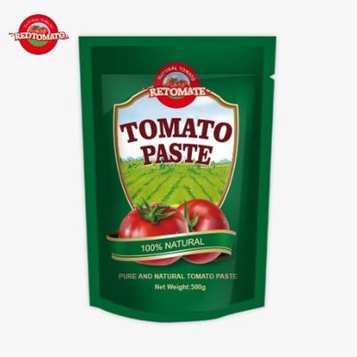 500g Stand Up Sachet 토마토 페이스트는 편리한 포장과 맛있는 맛을 제공합니다