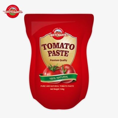 토마토 페이스트의 1100g 스탠드업 팩트는 ISO HACCP 및 BRC 표준을 충족합니다. 공장 가격 준수