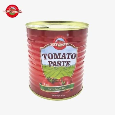 레토메이트 자체 브랜드 800g 통조림 토마토 페이스트 브릭스 28-30% 브랜드 및 포장 디자인 제공